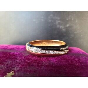 Swarovski Black Enamel and Crystal Cuff Vintage